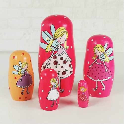 #KC230-Pink fairy tale Russian doll 5-piece set - Toys & Play sets - 1