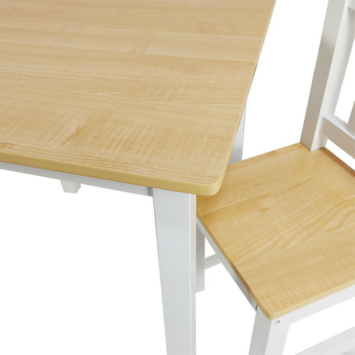 #T70210-White and wood grain color wooden children's one table and two chairs - Kids Furniture - 2