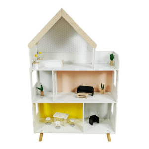 #T70301-White large simple children’s wooden doll house