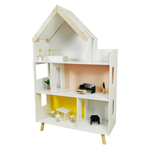 #T70301-White large simple children's wooden doll house - Doll house - 1