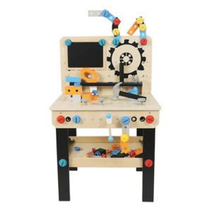 #T70251-Wooden children’s nut workbench in black and natural wood color